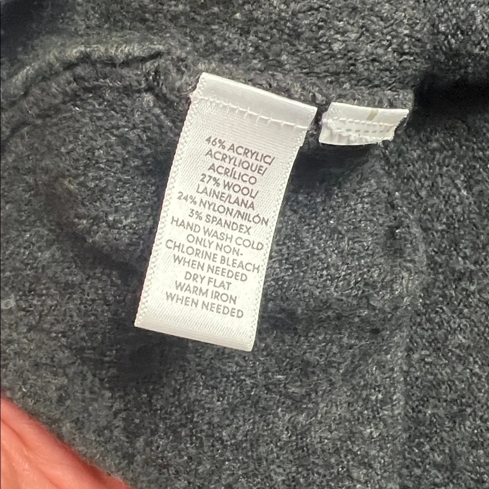 Loft charcoal gray wool blend pullover sweater 3/4 bell sleeves M - Picture 6 of 9